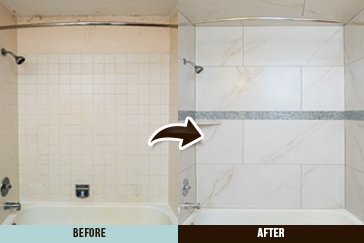 Before and After Picture of a Bathroom Transformation in Chicago Il